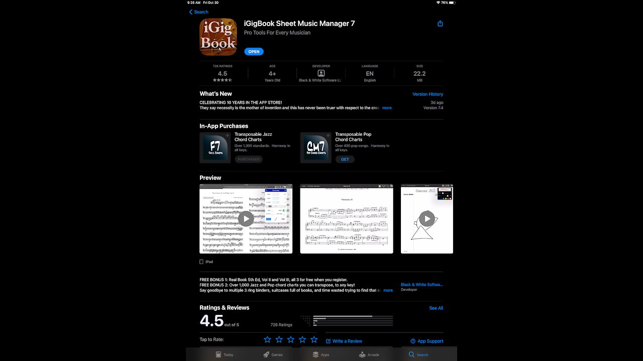 iGigBook Sheet Music Manager 8: PDF Editor Rearranging Pages