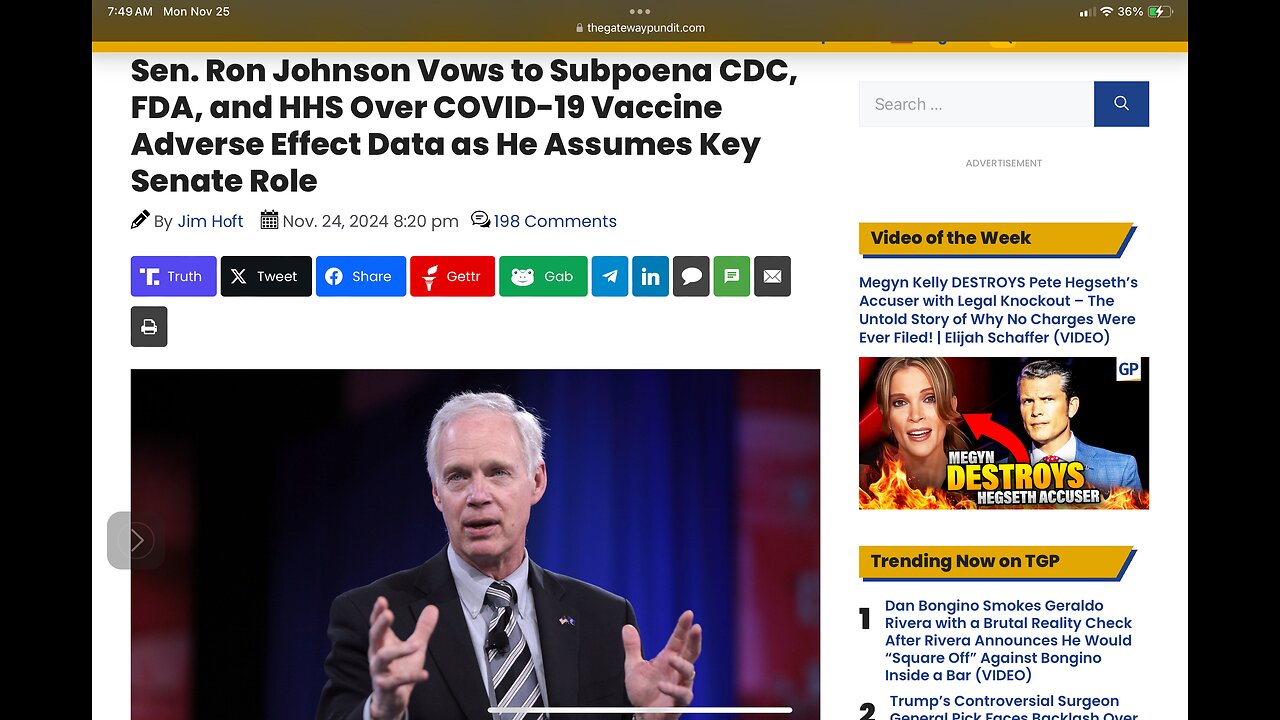 Sen. Ron Johnson Vows to Subpoena CDC, FDA, and HHS Over COVID-19 Vaccine Adverse Effect Data as He