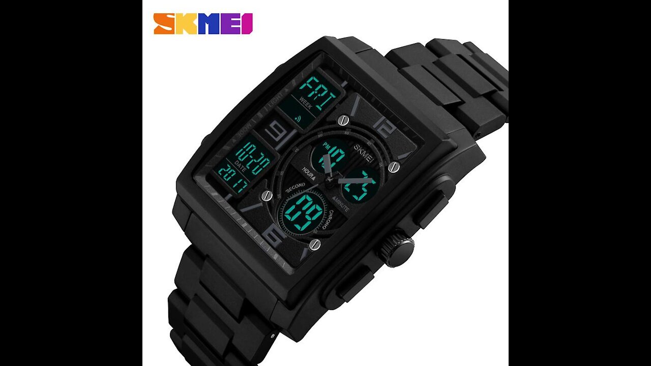 SKMEI Japan Quartz Dual Dispaly Men's Clock Military 3 Time Countdown Male Sport Watches