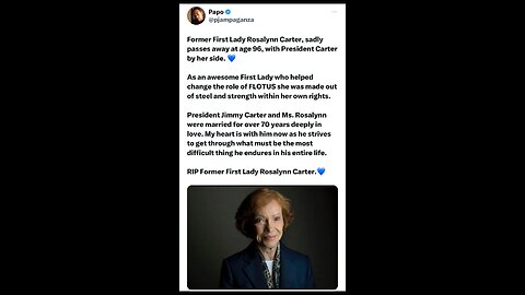 Former First Lady Rosalynn Carter Wife of President Jimmy Carter Passes Away at age 96