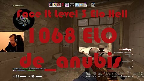 Two Away Again - Face It Level 3 Elo Hell - Road to Level 4 - de_anubis - 1068 ELO