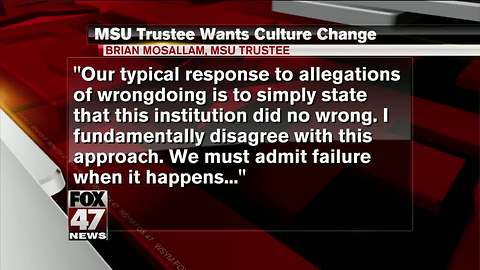 MSU Trustee calls for culture change in the wake of Nassar scandal