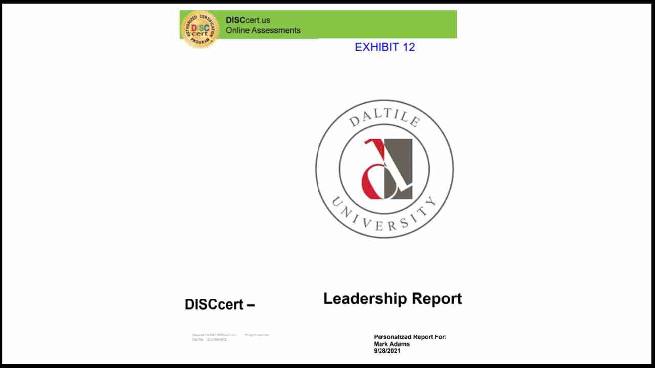 DISC Assessment Video for Mark Adams by Dal-tile Sept. 28, 2021