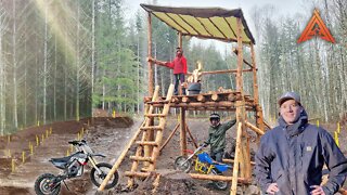 Building a Bushcraft Watchtower at the Backyard Dirt Bike Track