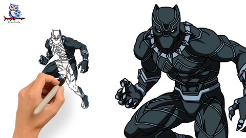 How to Draw T'Challa Black Panther - Wakanda Forever