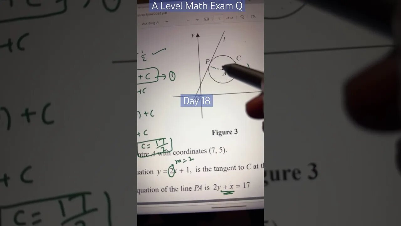 Find the equation using slope and intercept given center and line slope #youtubeshorts #mathtrick
