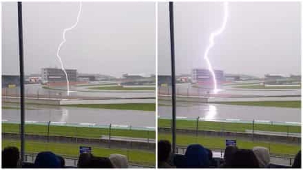 Lightning strikes a race track