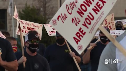 KCK firefighters union picket City Hall following station closure