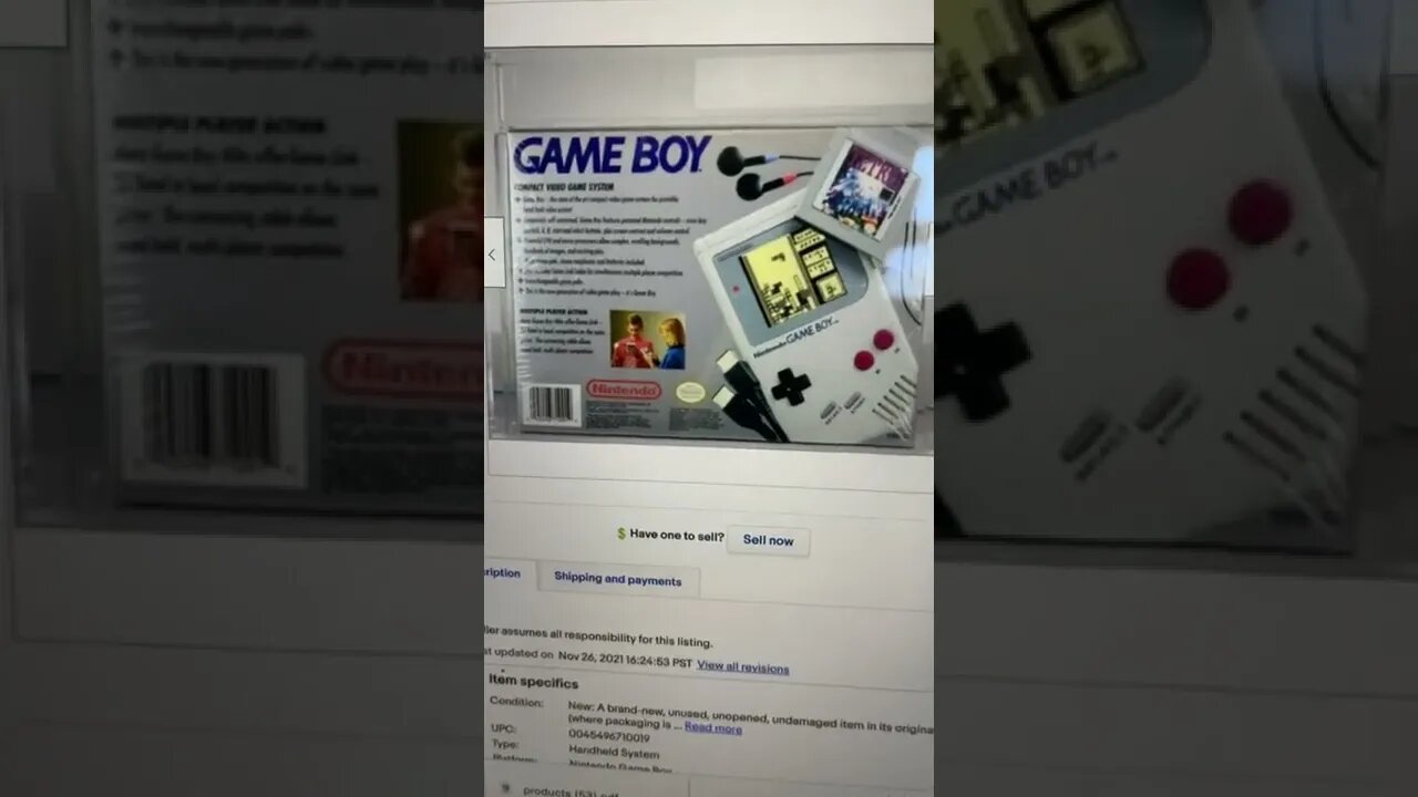 Original Gameboy Sold for 28,000. Sealed Video game System