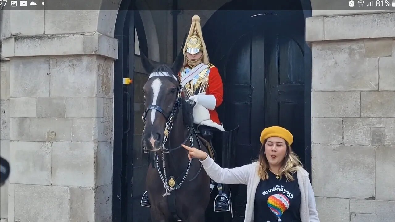 She poking the horse in face yes its real #horseguardsparade