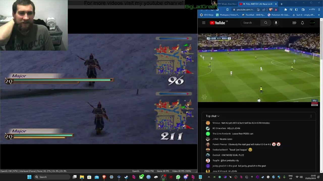 How we played Dynasty Warriors 3 and the live football at the same time