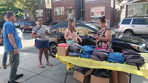 The #BacktoSchool2023 #BackToSchool Backpack Giveaway at PS 83 Annex 1840 Bogart Avenue Morris Park