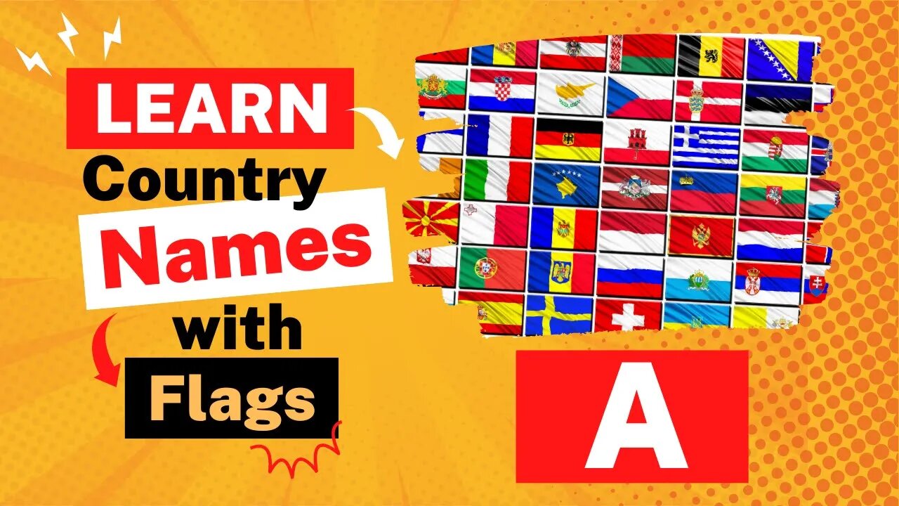 Learn Country Names With Flags Start With Alphabet - A | Guess The Country Flags for Kids