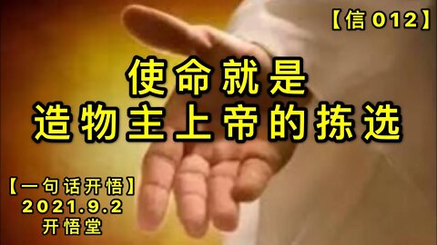 【信012】使命就是造物主上帝的拣选20210902【一句话开悟】