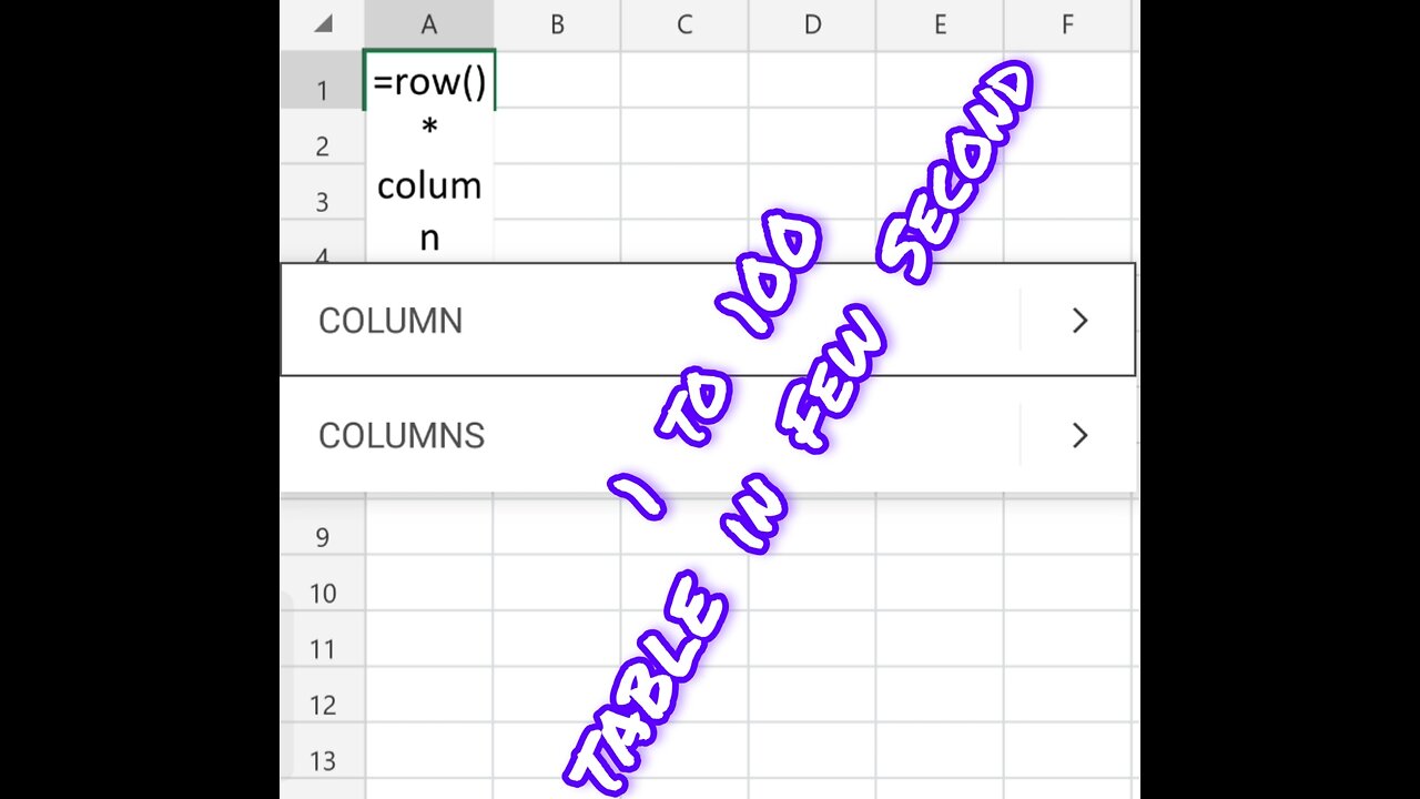 Row and Column Function in Excel #row #Column