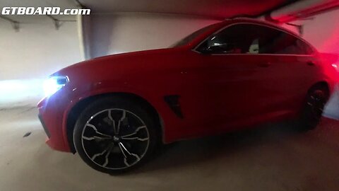 Startup front facing BMW X4M Toronto Red. Is that the "Vanos noise"? Fun SUV! [4k 60p]