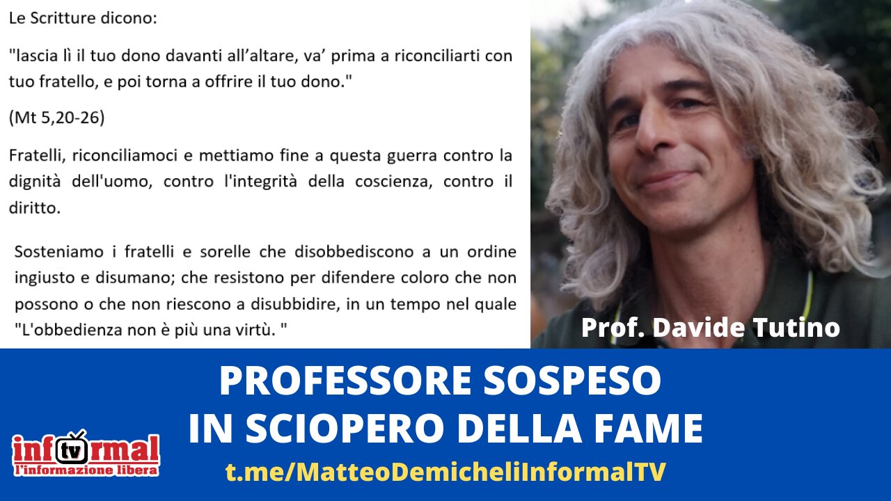 PROF. SOSPESO IN SCIOPERO DELLA FAME (Prof. Davide Tutino)