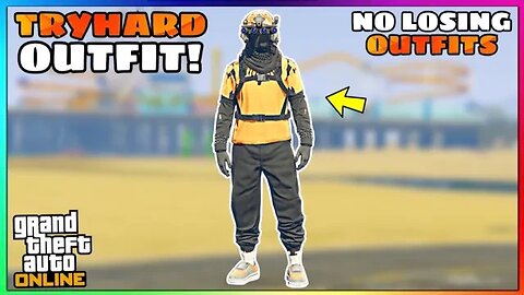 Easy Black Joggers Orange Ripped Shirt Glitch Tryhard Modded Outfit (No Transfer) (GTA Online)