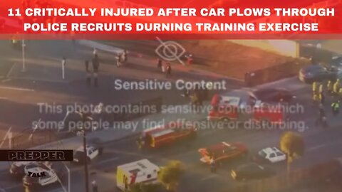 11 Critically Injured! Car Drives Thru Police Recruits During Training-AERIAL FOOTAGE/NO COMMENTARY