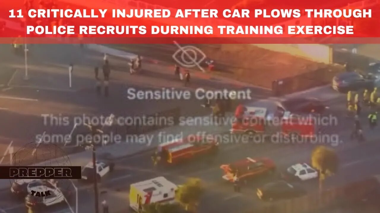 11 Critically Injured! Car Drives Thru Police Recruits During Training-AERIAL FOOTAGE/NO COMMENTARY