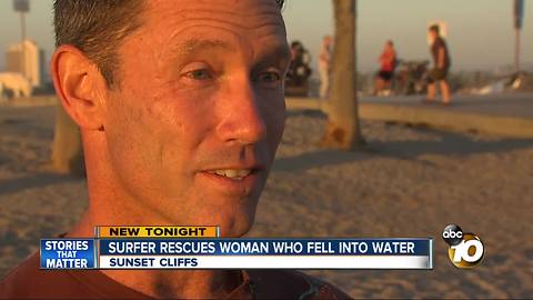 Surfer rescues woman who fell into ocean