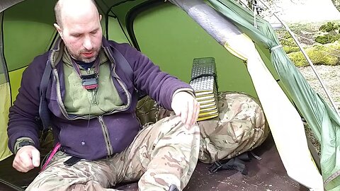 All gear is packed inside the tent. Dartmoor 26th March 2023