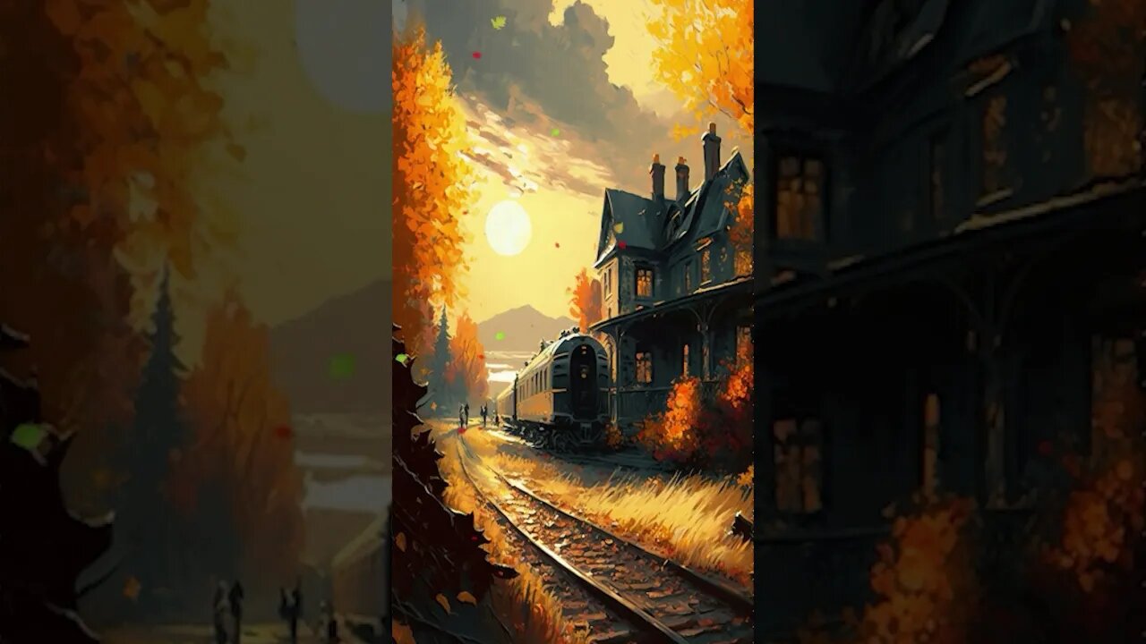 #railway #train #autumn #fall #seasonal #painting #art #digitalart #ringtone #orange #leaves