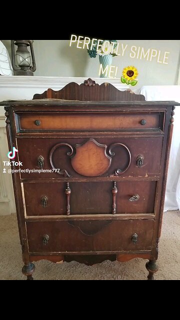 Elegant Pearlized Tallboy Dresser