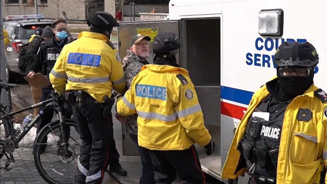 Banned by YouTube! Toronto police continue to assault media, ticket and arrest peaceful protesters Toronto, 02/27/21