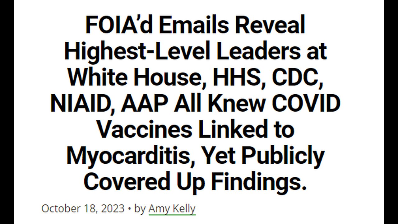 FOIA’d Emails Reveal Highest-Level Leaders at WHITE HOUSE HHS CDC NIAID All Knew