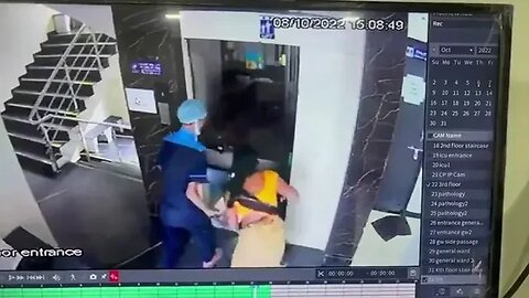 Elevator nearly crushes patient.