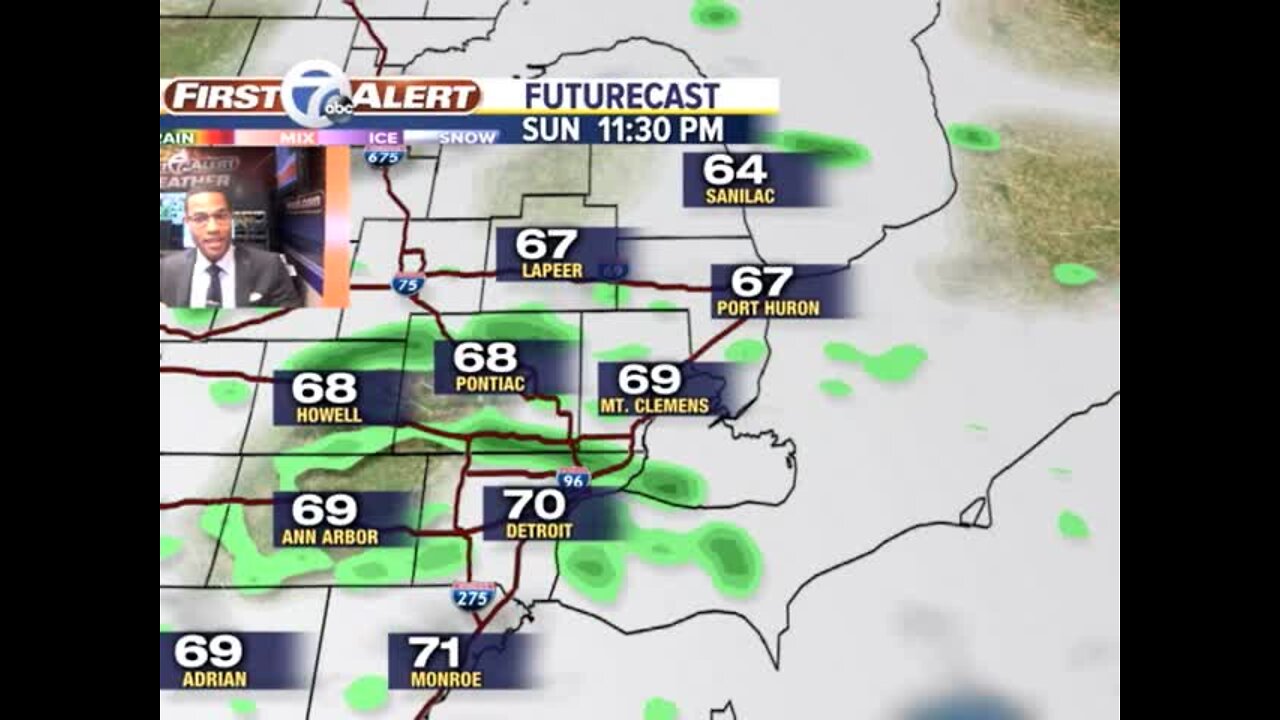 Slight chance of rain Sunday