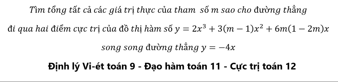 Toán 9-11-12: Tìm tổng tất cả các giá trị thực của tham số m sao cho đường thẳngđi qua hai điểm