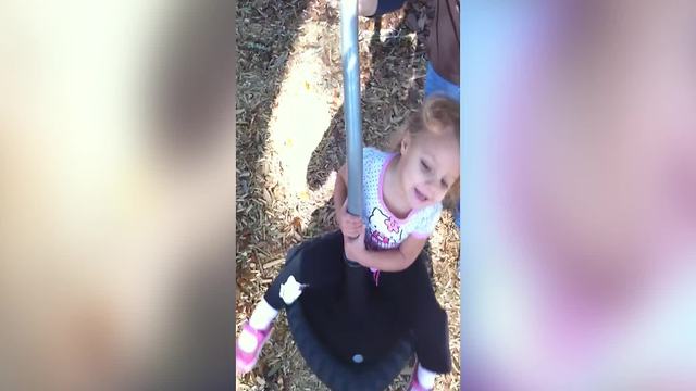 Tot Girl Can’t Stand On Her Feet After Spinning On A Roundabout