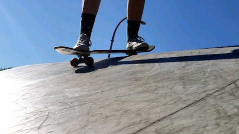 Skating down ramp