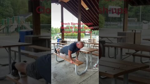 Snack Stand Strength: Move 19 - Picnic Bench Close Grip Push-ups. @Master Phil