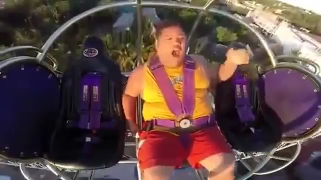 Big Man Freaks Out On Slingshot Ride very funny