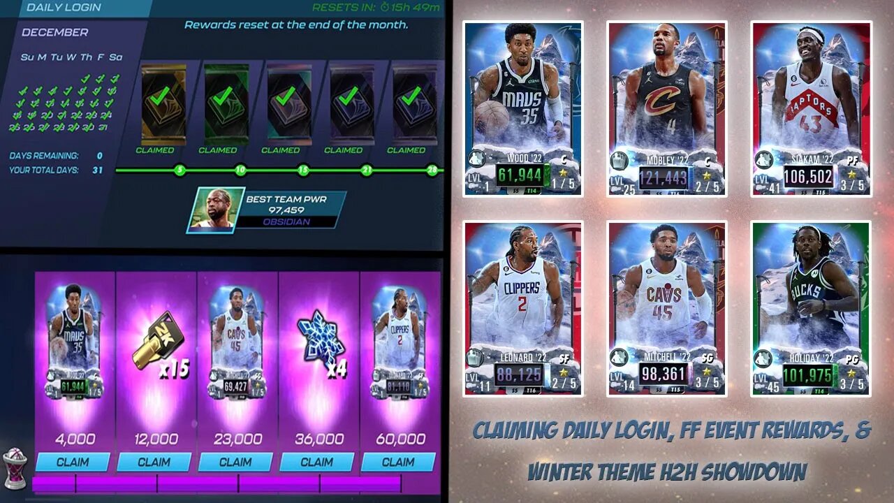 NBA - 2K Mobile - Claiming Daily Login/FF Rewards, & Winter Theme H2H Showdown!!!