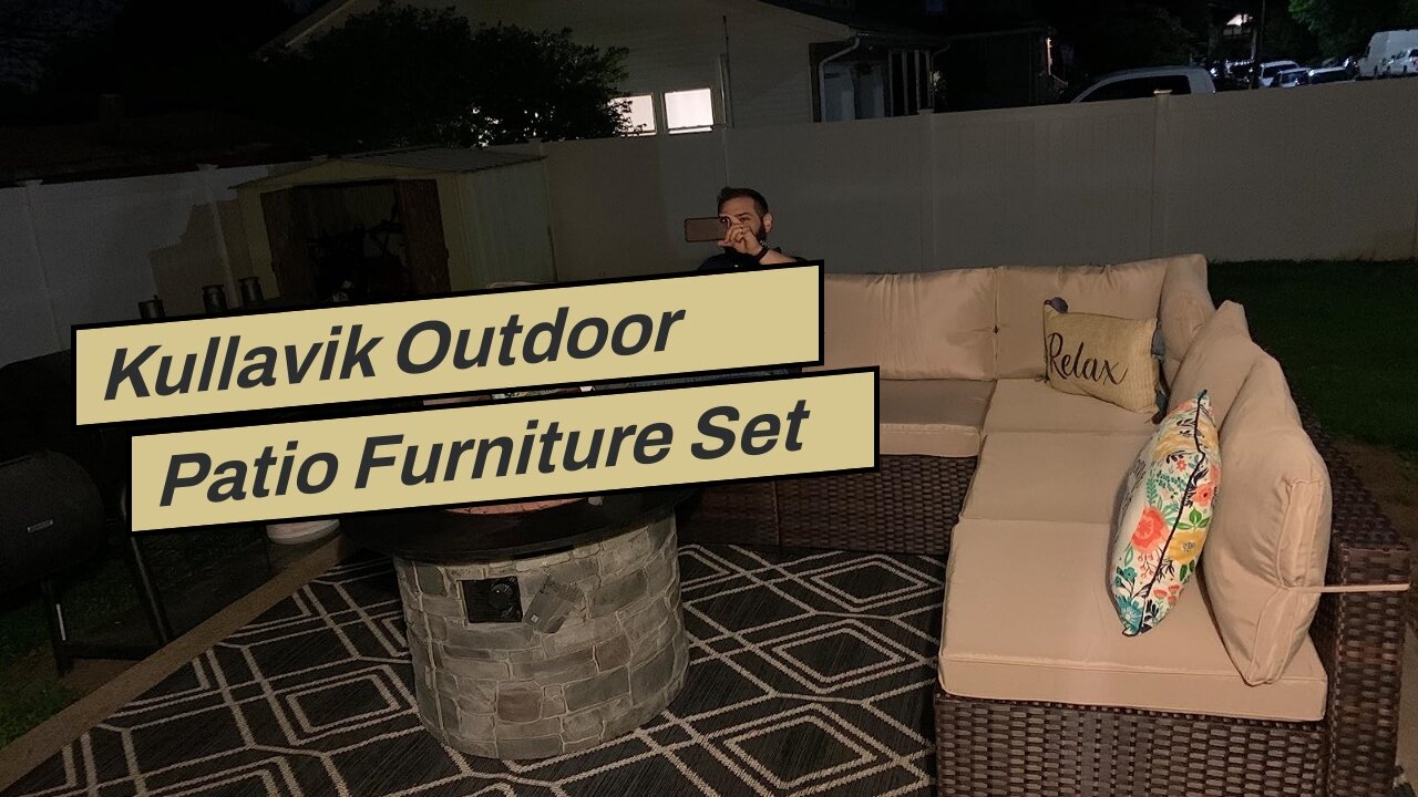 Kullavik Outdoor Patio Furniture Set 6 Pieces Sectional Rattan Sofa Set Brown PE Rattan Wicker...