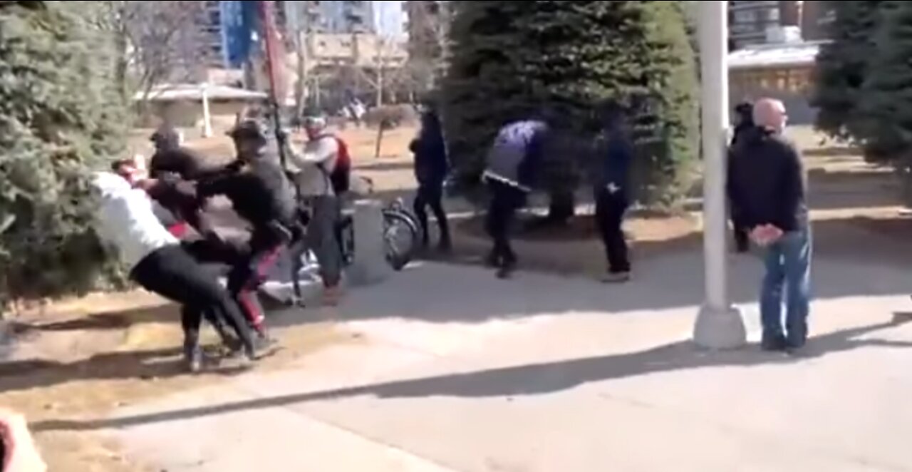 Calgary Police Charge and Violently Push Protestors | IrnieracingNews March 20, 2022