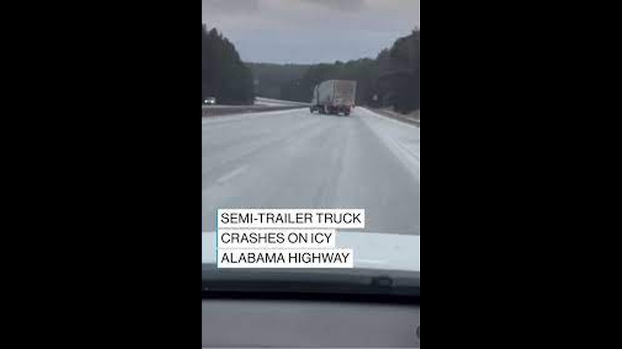 Semi-trailer truck SLAMS into guardrails on icy Alabama highway