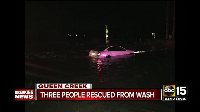 BREAKING: 3 people stuck in car in Queen Creek