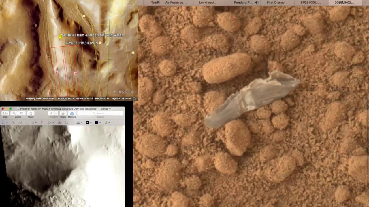 NASA & MARIN Space Satellites - Artificial Structure, Dam, Reservoir & Lake on Mars