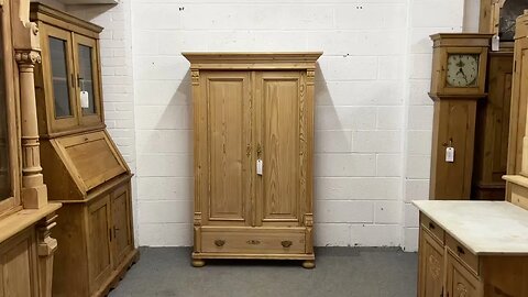 Large Antique Pine Cupboard/Small Wardrobe Bottom Drawer (W2302D) @PinefindersCoUk