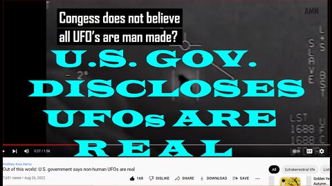 #DISCLOSURE U.S. GOVERNMENT FINALLY ADMITS UFOs ARE "NON-HUMAN IN ORIGIN"~!