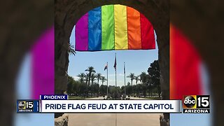 Arizona's Secretary of State hangs Pride flag outside the state capitol