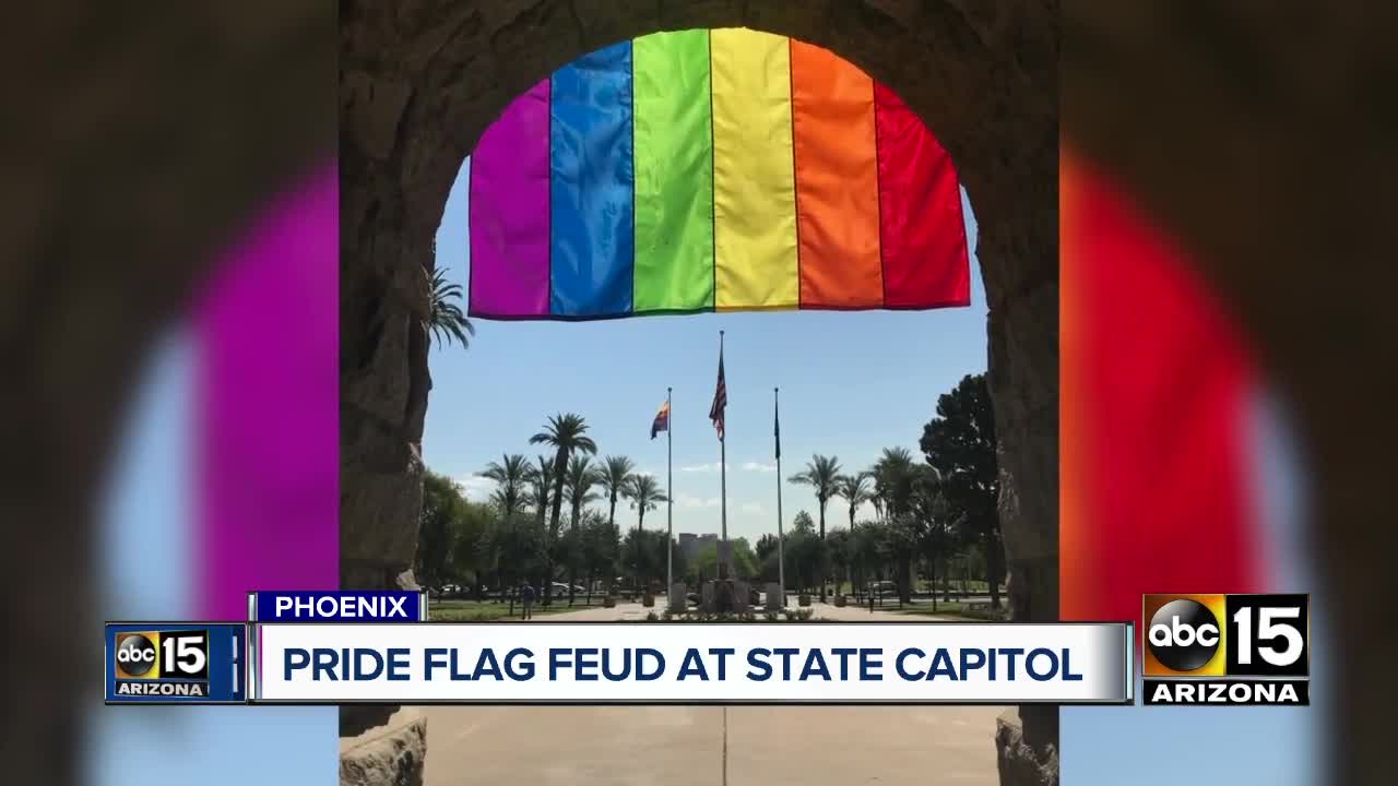 Arizona's Secretary of State hangs Pride flag outside the state capitol