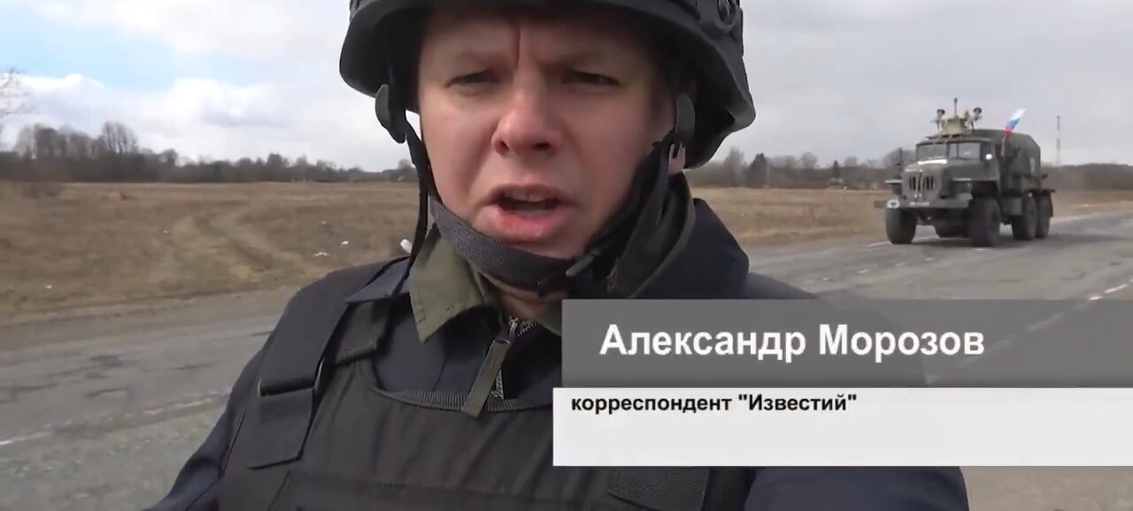 Another convoy of Russian vehicles heads to the front line to reinforce positions.