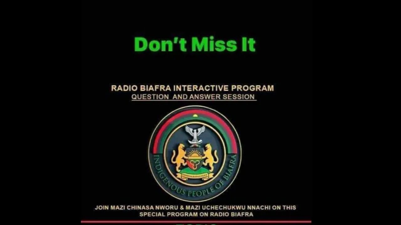 Special Radio Biafra Broadcast