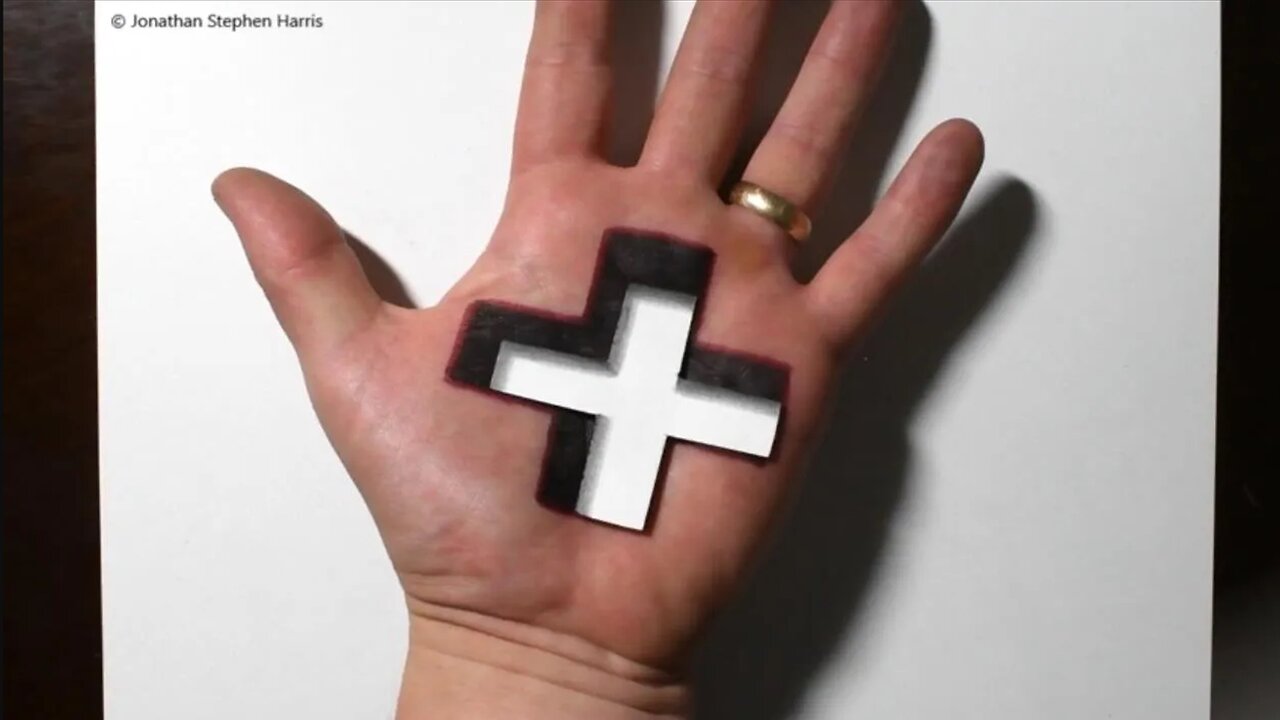 Trick Art on Hand | Cool 3D Cross Hole Optical Illusion